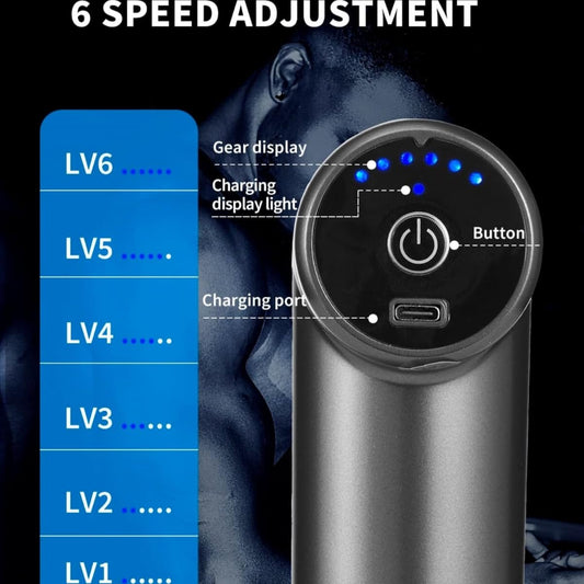 Awadhmart Powerful Handheld Deep Tissue Massage Gun – Rechargeable Percussion Massager with 4 Attachments for Muscle Recovery, Pain Relief & Relaxation | Portable for Home & Gym Use