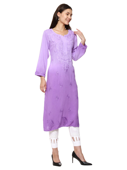 Awadmart Lucknowi Chikankari soft cotton Double Shaded modal kurti