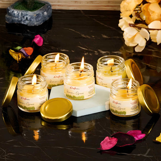 Awadhmart Set of 5 Lemon Grass Scented Minijar Candle