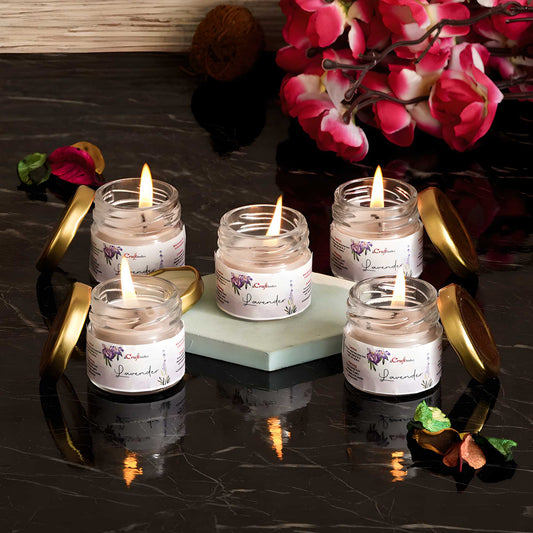 Awadhmart Set of 5 Lavender Scented Minijar Candle