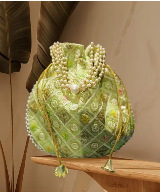 Awadhmart Industries Potli | Jute Handbags for women | Embroidered Women Potli Bag | Traditional Indian Potli Bags | Drawstring Bags for Wedding |