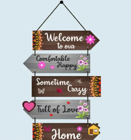 Awadhmart Home Delight Floral Decorative Welcome to Our Home Wooden