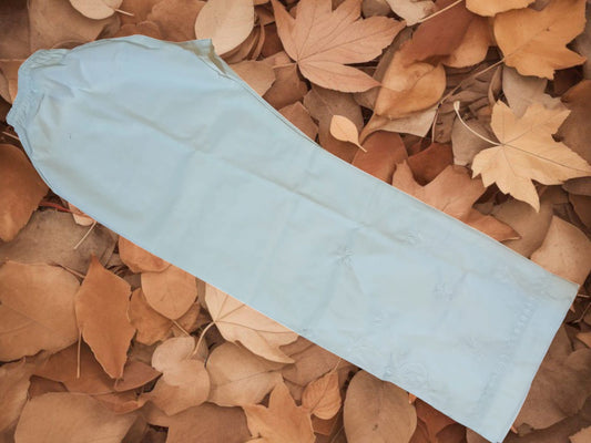 Awadhmart Lucknowi Chikankari Machine Work White Cotton Palazzo Pant for Women