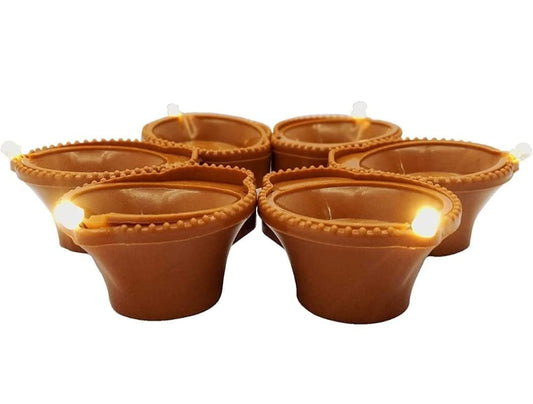 Water Sensor Diya – Automatic Glow with Water | Pack of 6 | 10–12 Hrs Glow | No Flame, No Smoke | Kid & Pet Friendly | 1.2 Inch High