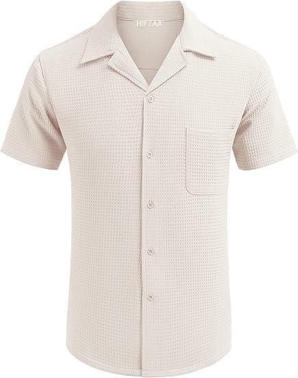 Men's Knit Stylish Half Sleeve Shirt Beige - Main Image
