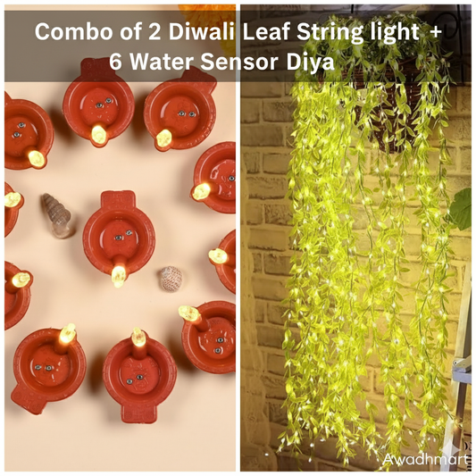 Combo Of 2 Leaf Light + 6 Water Sensor Diya
