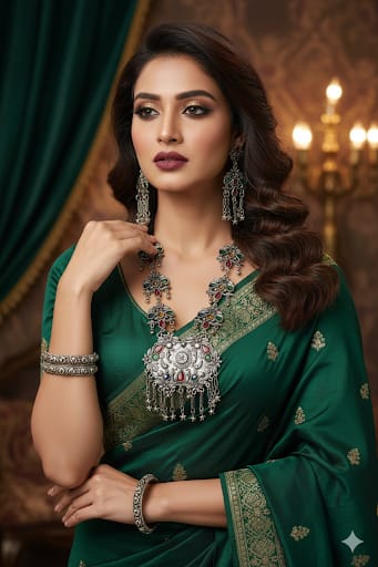 Awadhmart Oxidised Necklace with Matching Earrings | Stylish Ethnic Jewellery Set for Women & Girls | Perfect for Weddings, Festivals & Party Wear